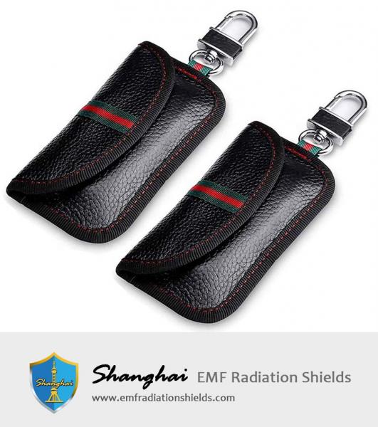 2 Pack Faraday Bag for Car Key Fob, Genuine Leather Car Key RFID Signal Blocking Pouch Keyless Signal Block Key Case for Car Security