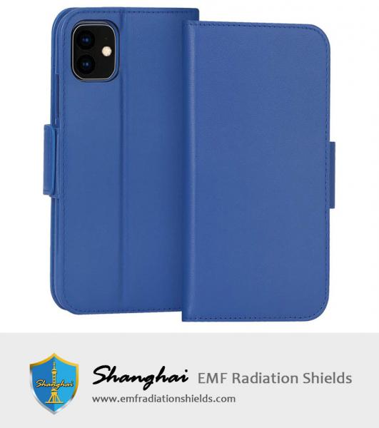Faraday Case for iPhone Cowhide Genuine Leather RFID Blocking Wallet Case, Handmade Flip Folio Case Cover